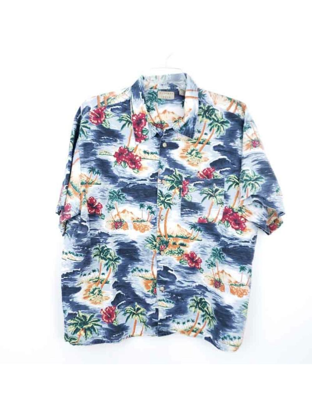 Natural Issues Mens Hawaiian Shirt Short Sleeve XXL, Blue Orange, Cotton blend